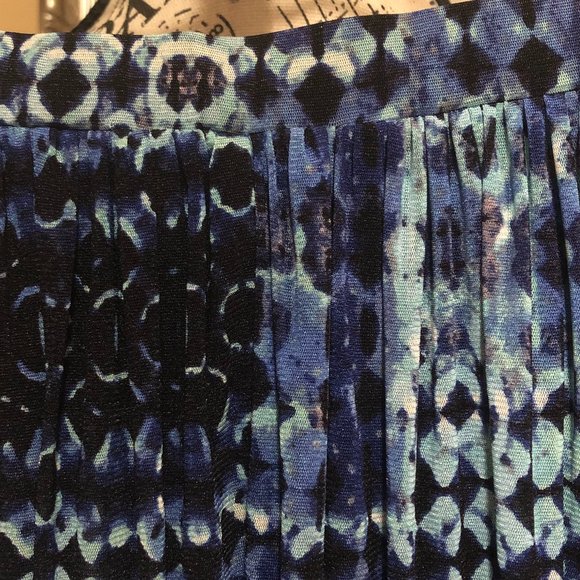 Spense Ruched Gathered Blue Black and Teal Skirt Size L - Picture 4 of 6